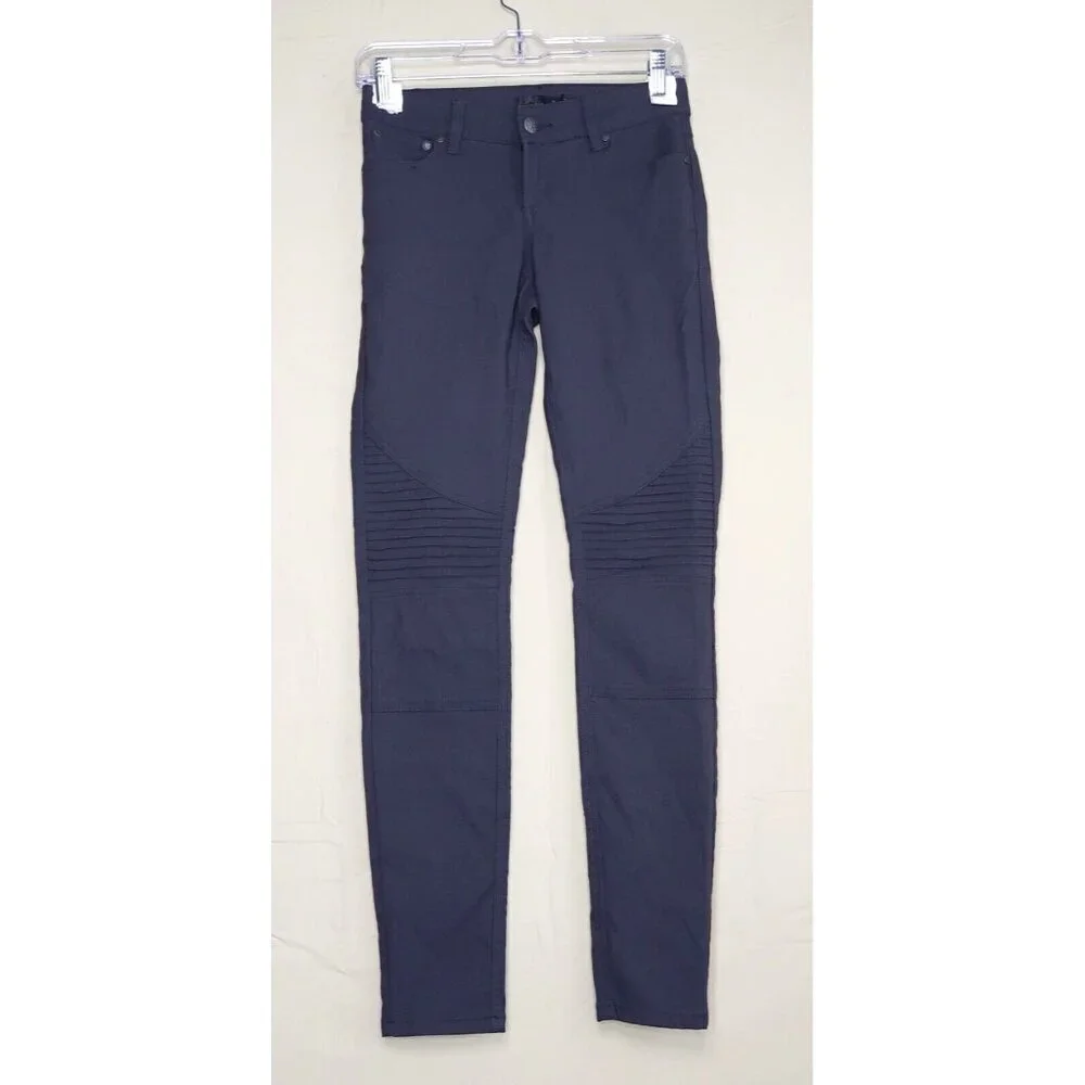 prAna Brenna Gray Moto Skinny Jeans Pants Trousers Low Rise Stretch EUC Womens 0 - Picture 4 of 14